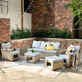 5 Pieces All Weather Wicker Patio Sectional Sofa Set with Storage Box D7130