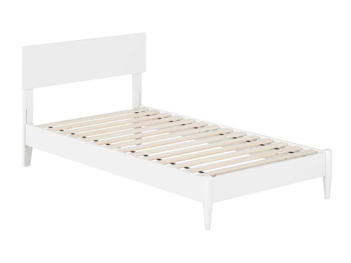White Twin Solid Wood Platform Bed K97661