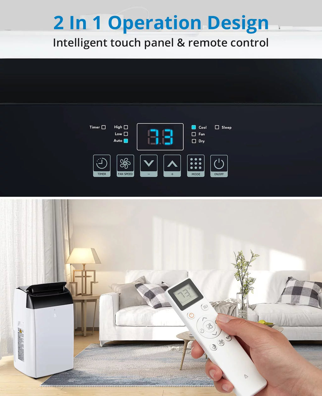 14,000 BTU 3-IN-1 Portable Air Conditioner with Remote Control A2428