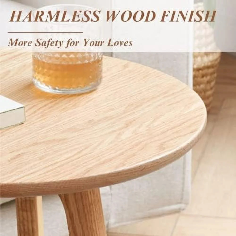 Solid Oak Round Side Table with 3 Legs D108010