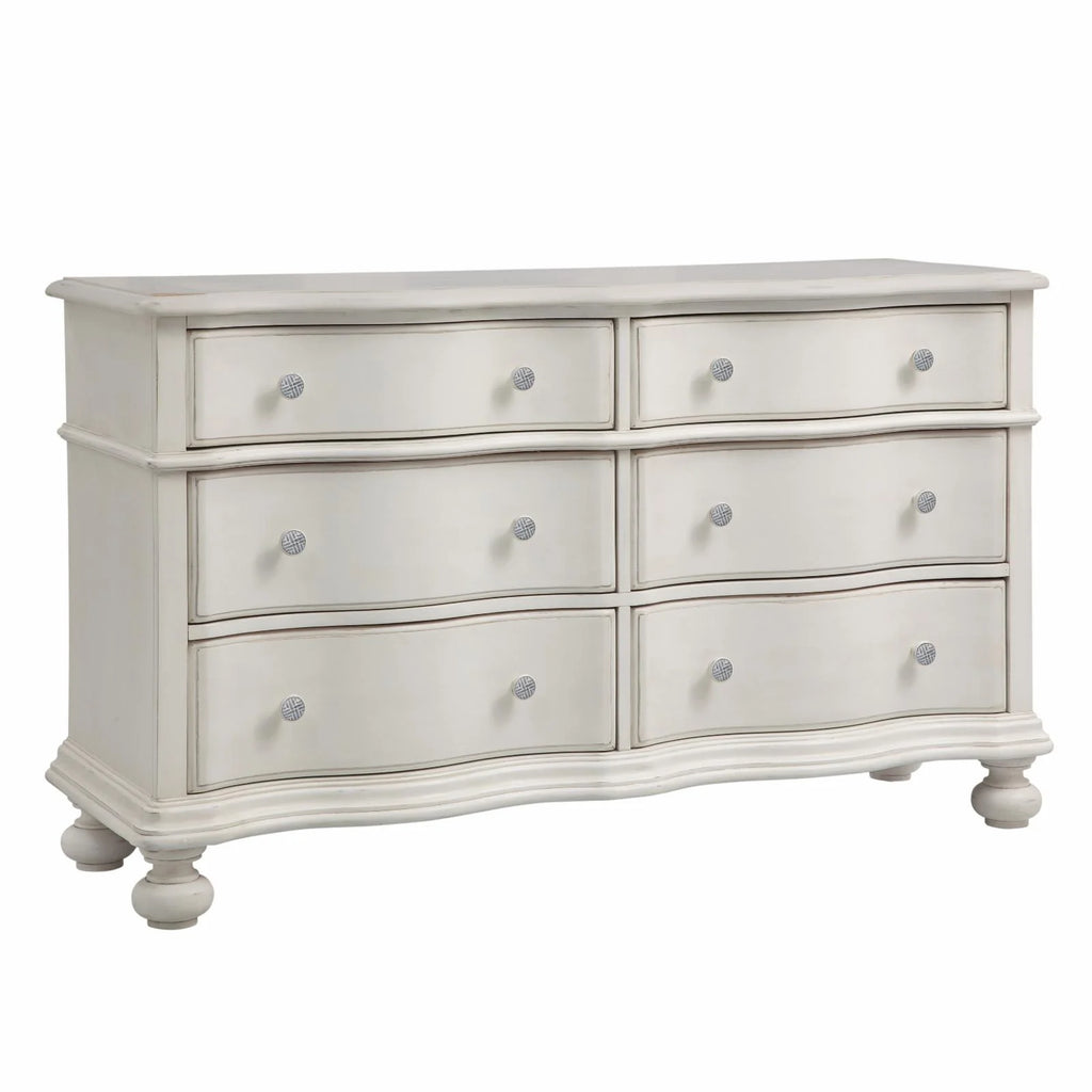 White Six-drawer Wood Bureau L65944