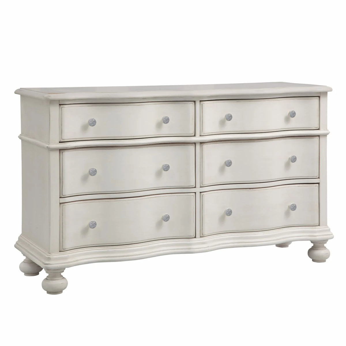 White Six-drawer Wood Bureau L65944