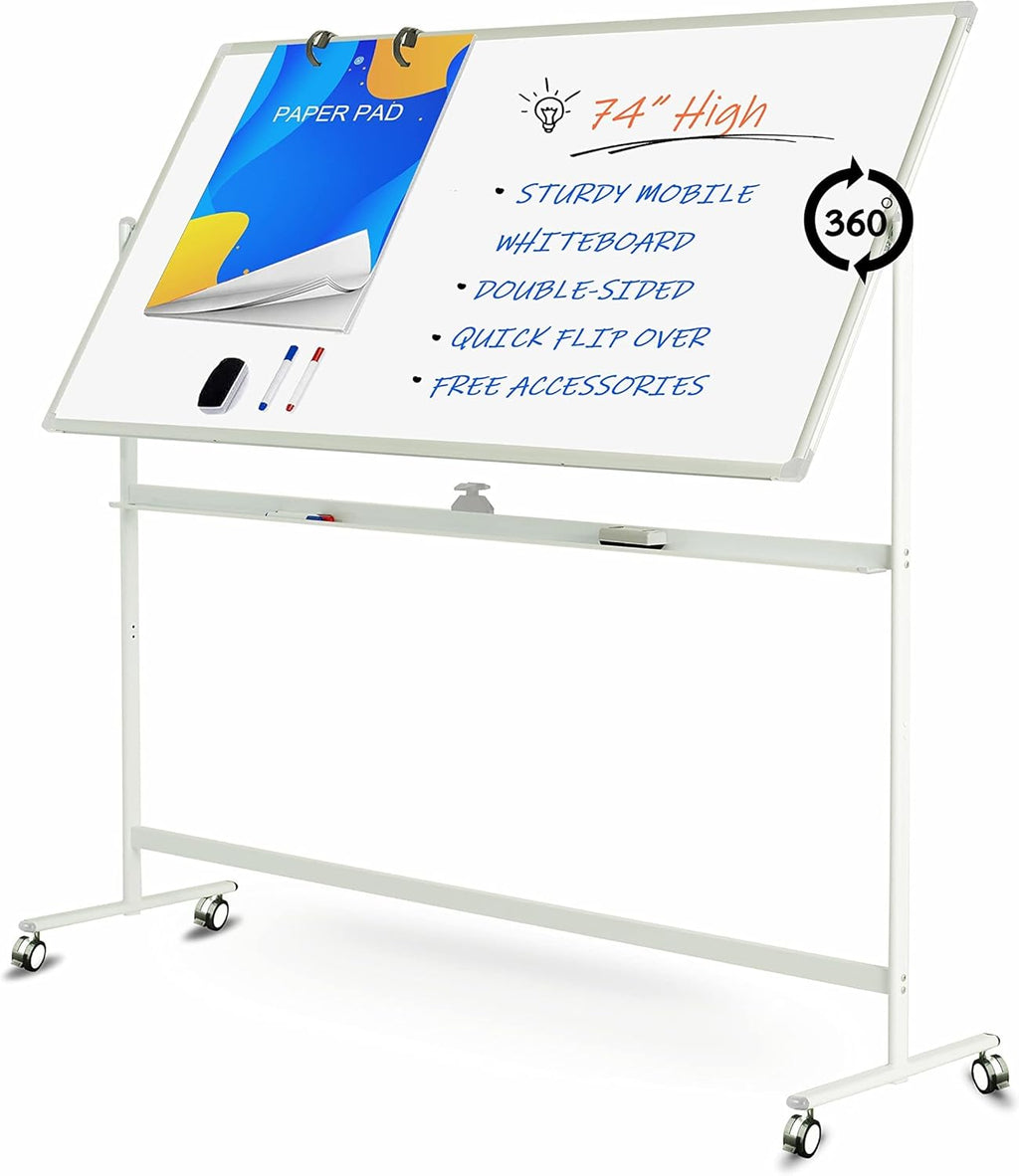 Magnetic Double Sided Rolling White Board with Casters W63527