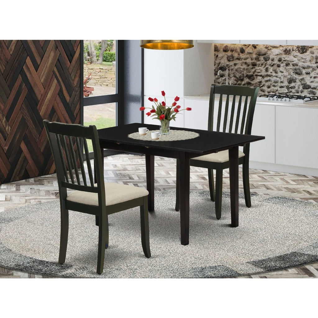 3-Pc Kitchen Table Set with 2 Wood Dining Chairs and Butterfly Leaf Table I30471