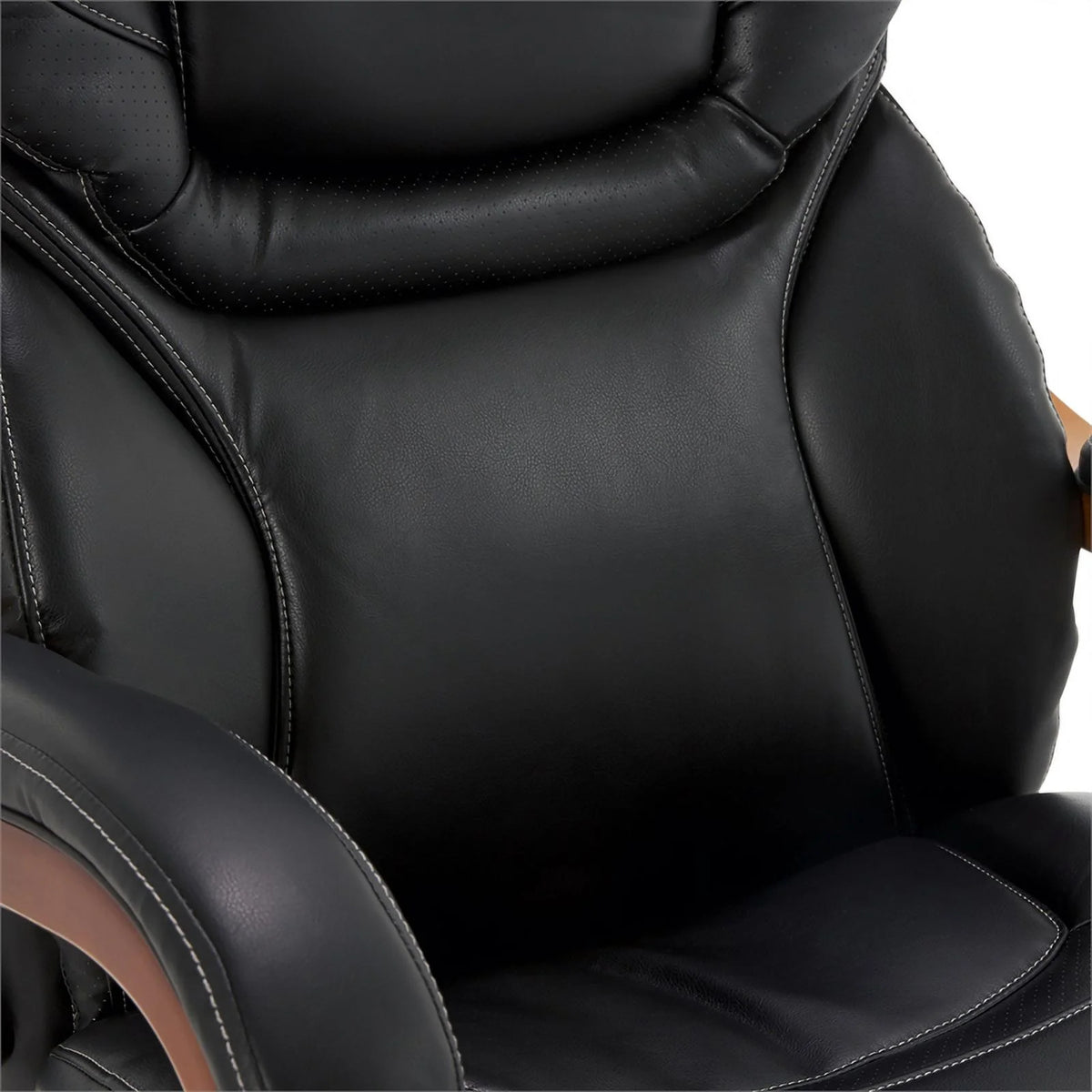 Big and Tall Executive Office Chair with Wood Accents Black F308878