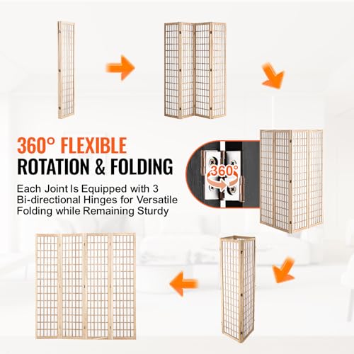 4 Panel Wood Folding Room Divider N784