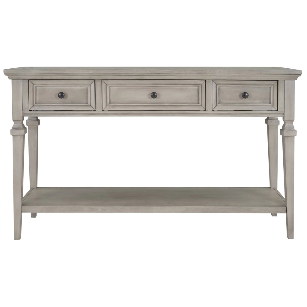 Navy Wooden Console Table with 3 Drawers and Open Shelf U365897