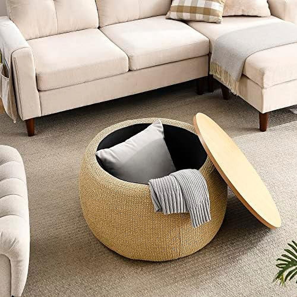 Round Ottoman with Reversible Lid Tray J2668