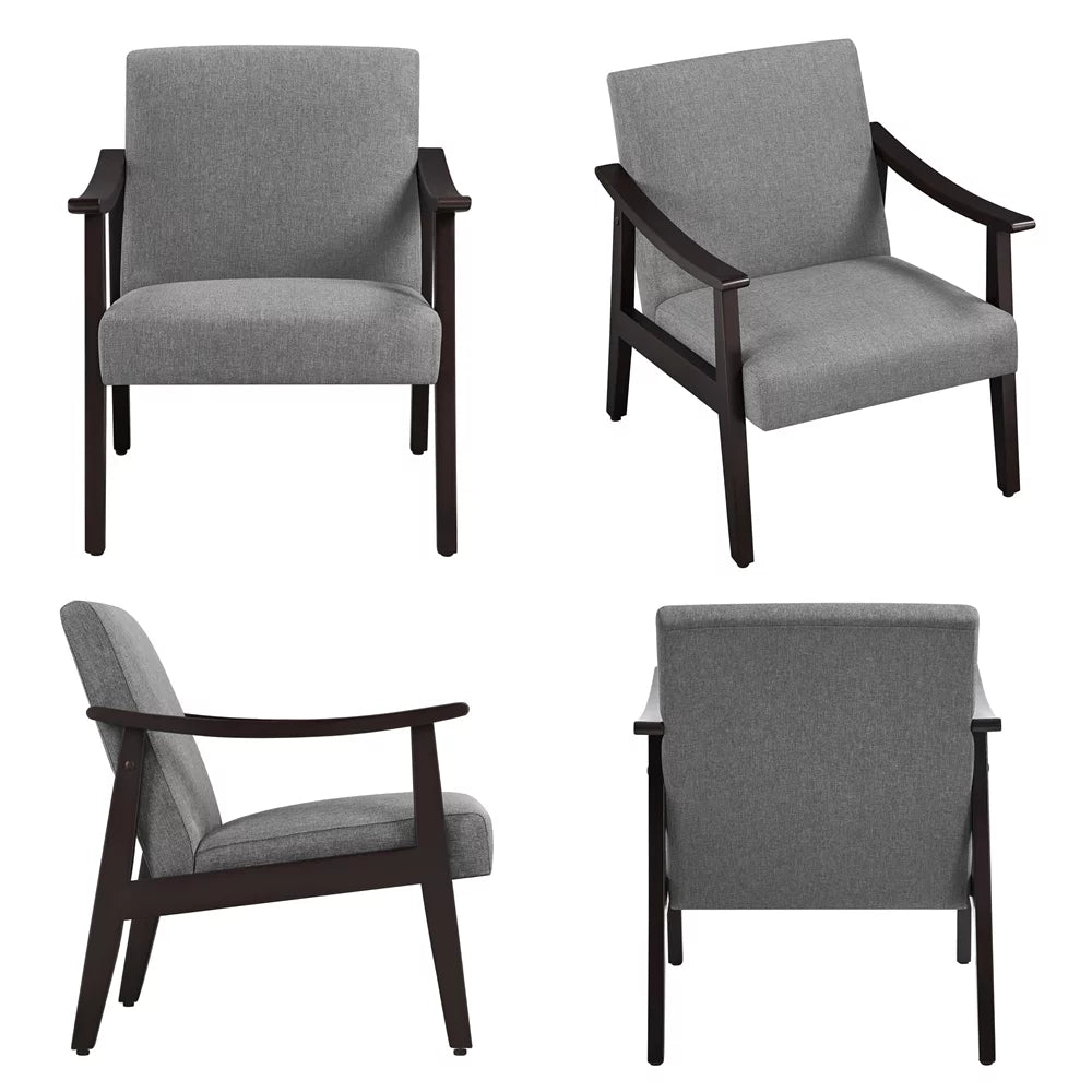 Dark Gray Fabric Accent Chair with Wooden Frame W261
