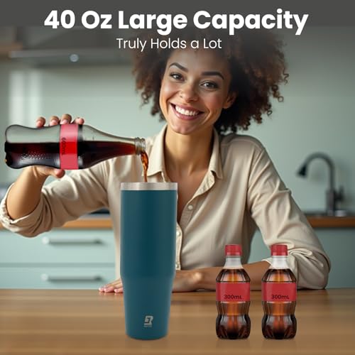 40 oz Stainless Steel Insulated Tumbler with Lid and Straw F15070