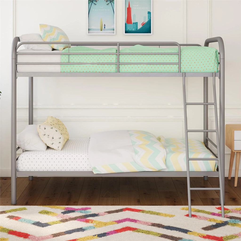 Twin over Twin Metal Bunk Bed with Ladder I67041