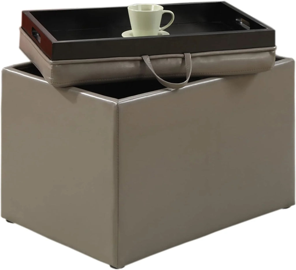 Gray Faux Leather Accent Storage Ottoman J33876