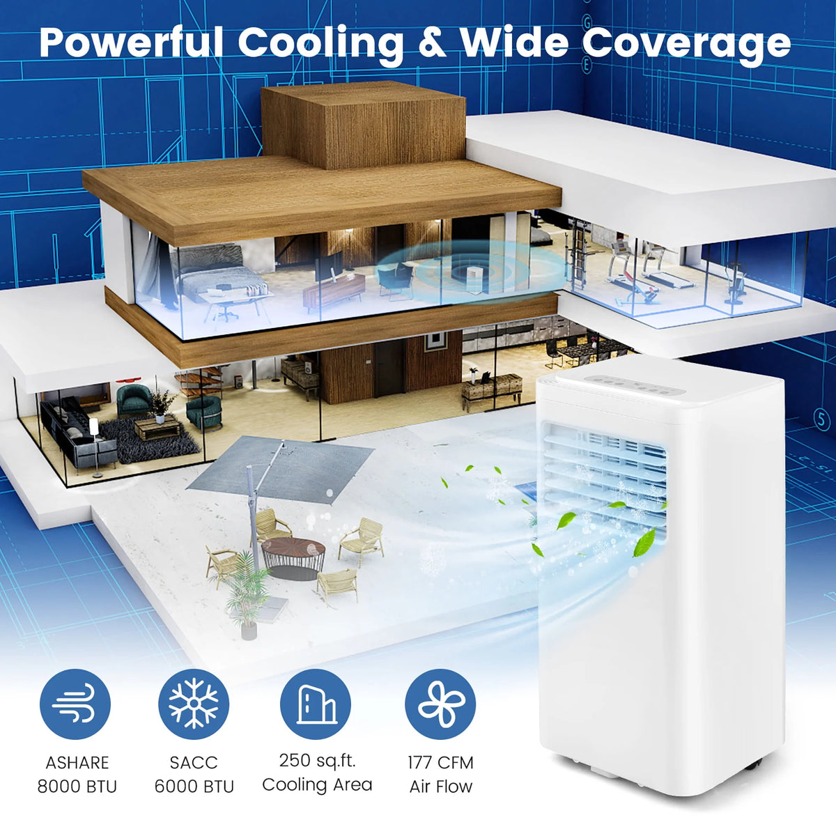 6000 BTU Portable Air Conditioner 3-in-1 U558