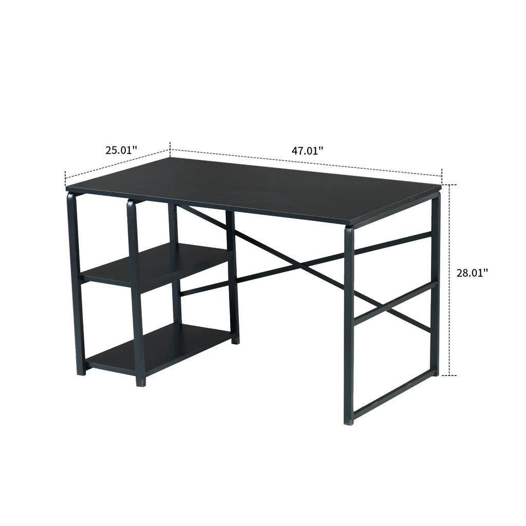 Black Computer Desk with 2 Shelves Z72840