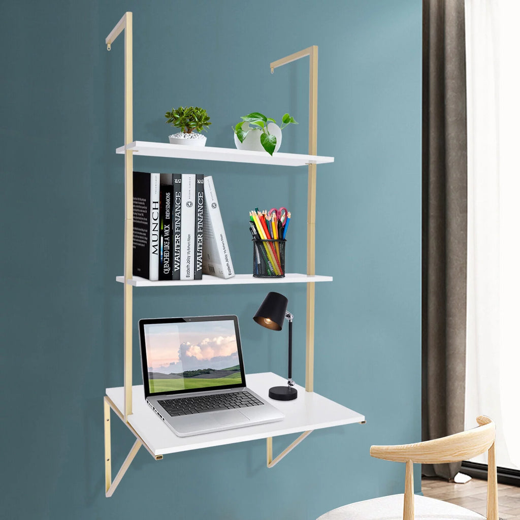 Wall-mounted 3 Tier White Ladder Desk L847