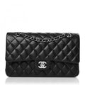 Quilted Lambskin Medium Double Flap Black P111454