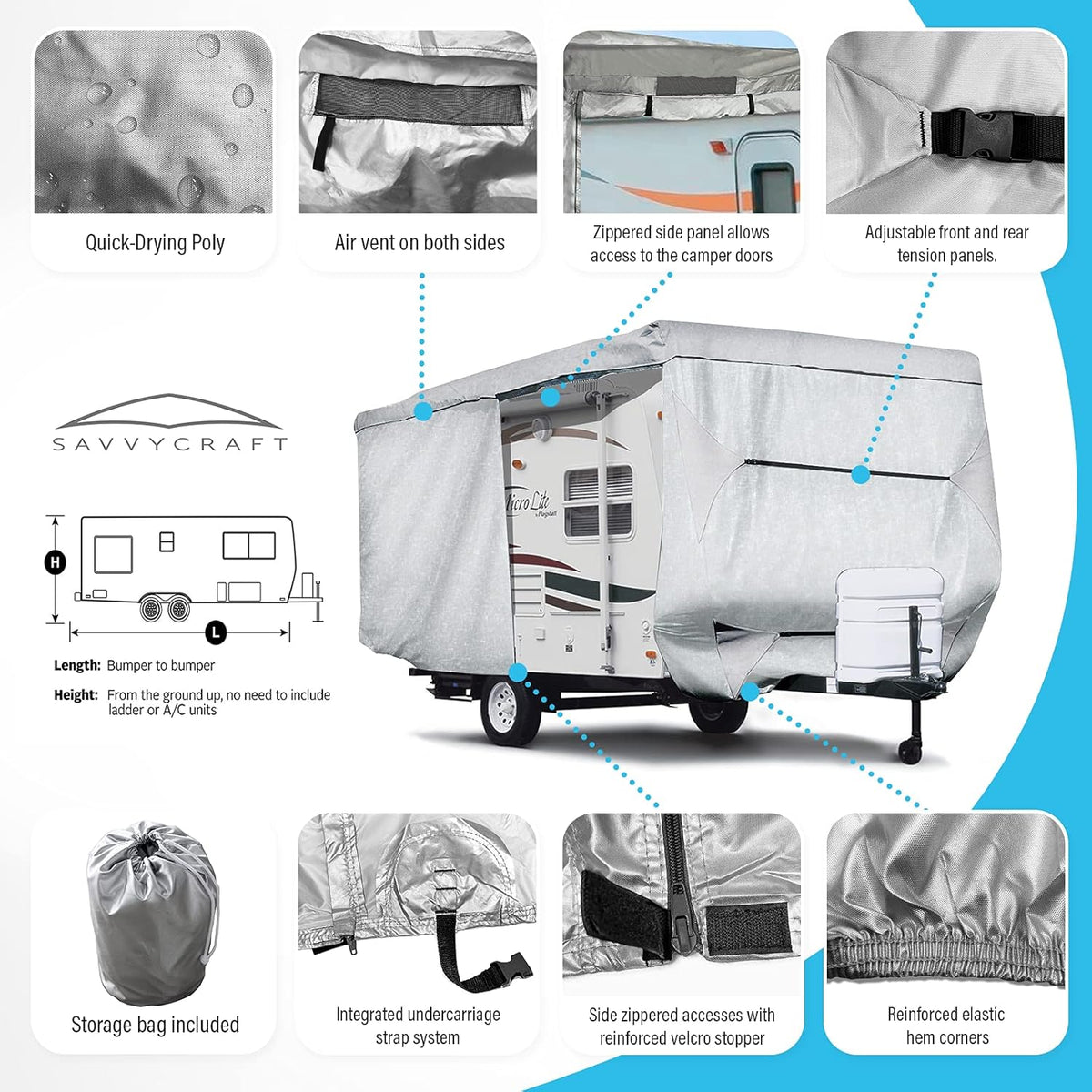 Travel Trailer RV Cover 14'-16'L Y109
