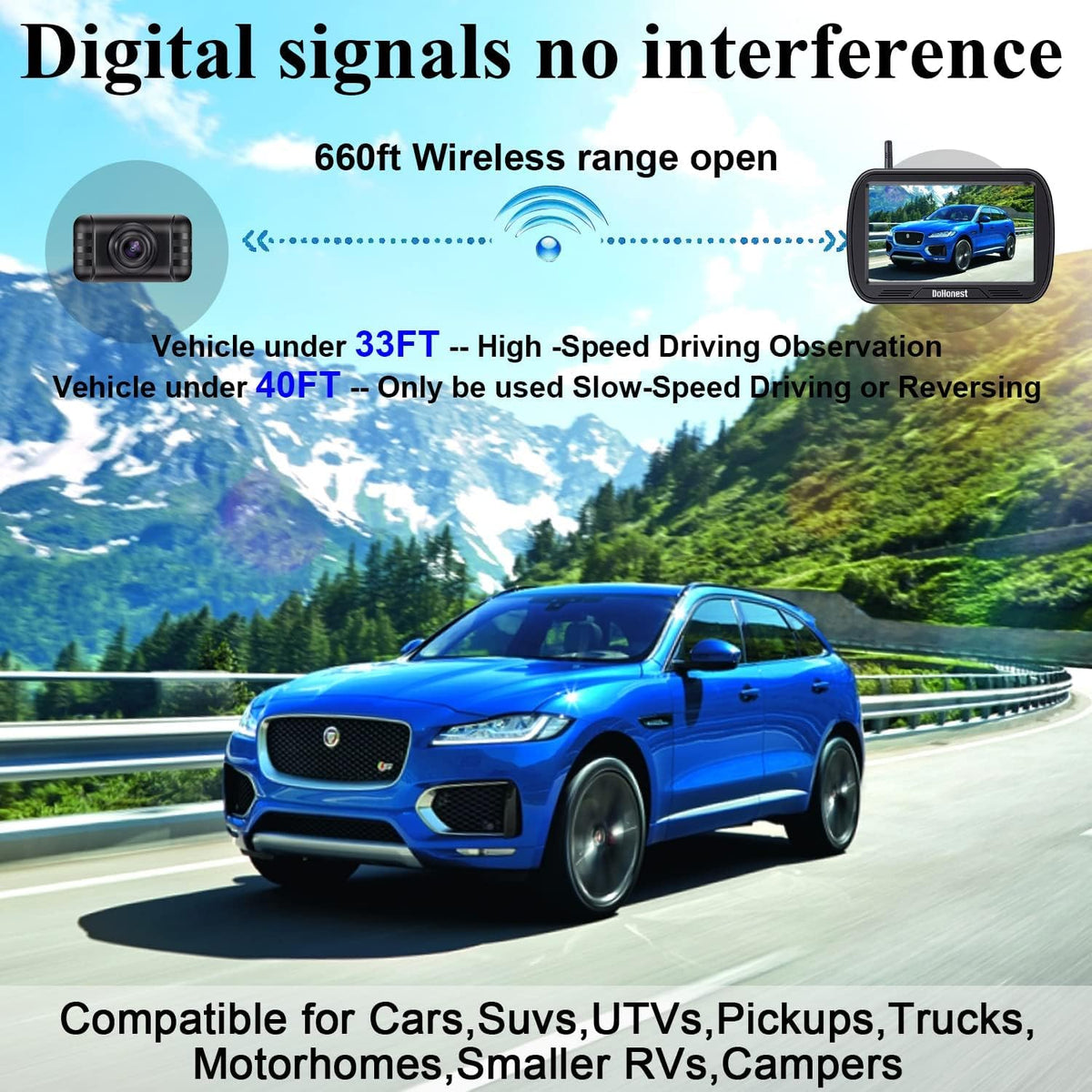 Wireless Backup Camera with 5'' Monitor HD 1080P R36147