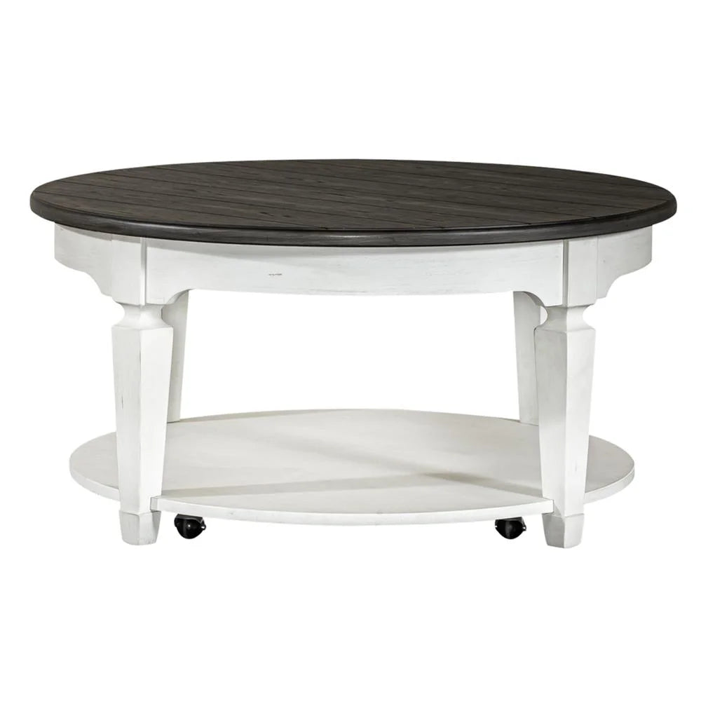 Round Cocktail Table Cottage White D414565