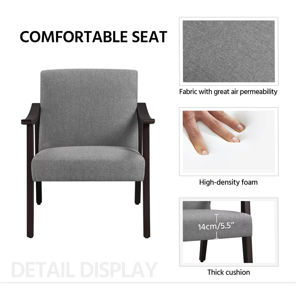 Dark Gray Fabric Accent Chair with Wooden Frame W261