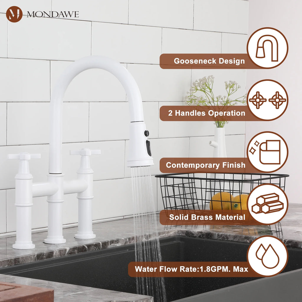 Bridge Kitchen Faucet with Pull Down Sprayer I63813