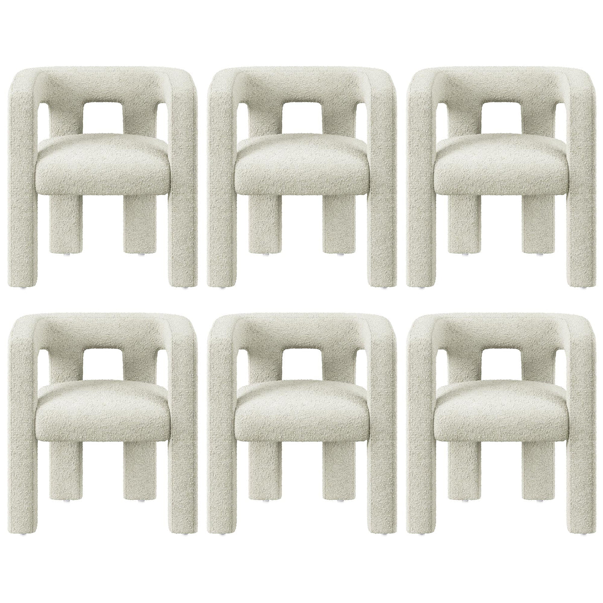 Cream Boucle Dining Chairs Set of 6 B969995