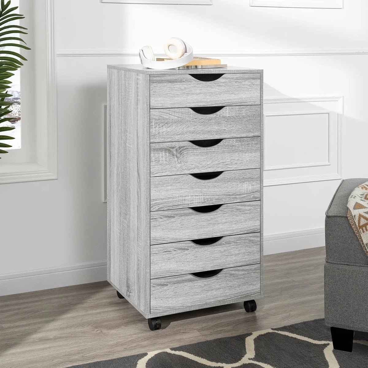 White Wooden Mobile File Cabinet N6217