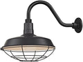 Black Gooseneck Outdoor Barn Light with Caged Shade A3892