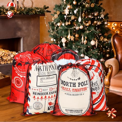 6 Pcs Large Polyester Drawstring Gift Bag B794