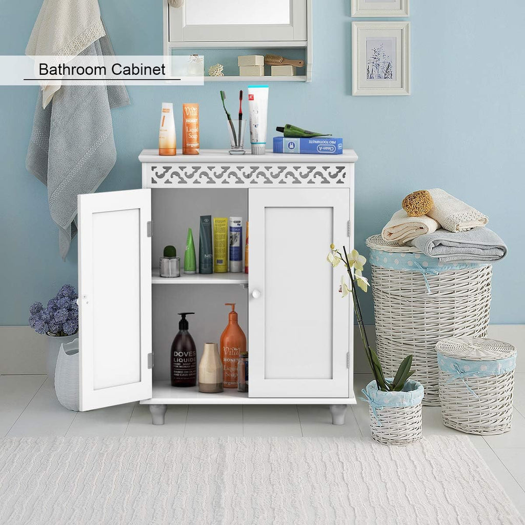White Wooden Bathroom Floor Cabinet X3242