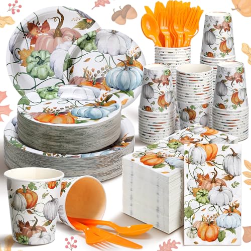 400 Pcs Fall Disposable Dinnerware Set for 50 Guest M93891