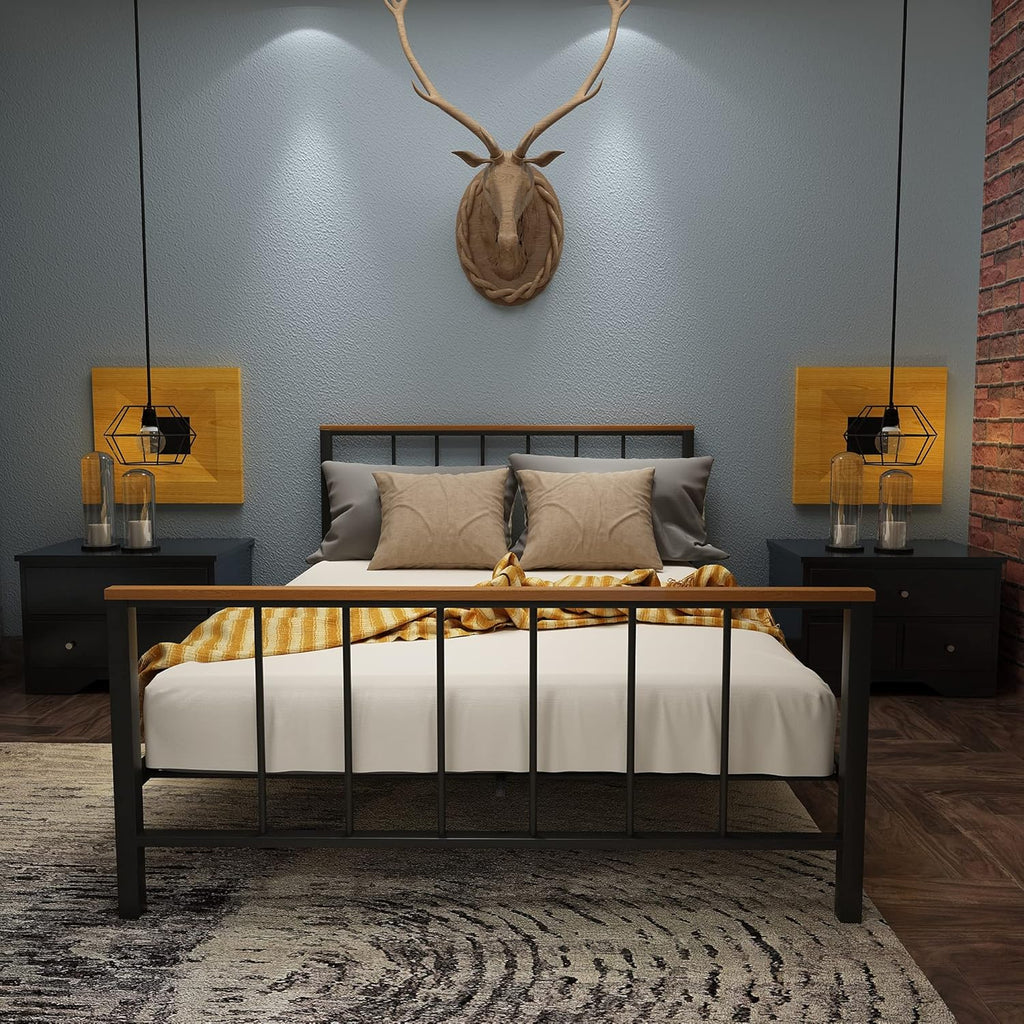 Metal Platform Bed Frame with Headboard and Footboard Full X12351