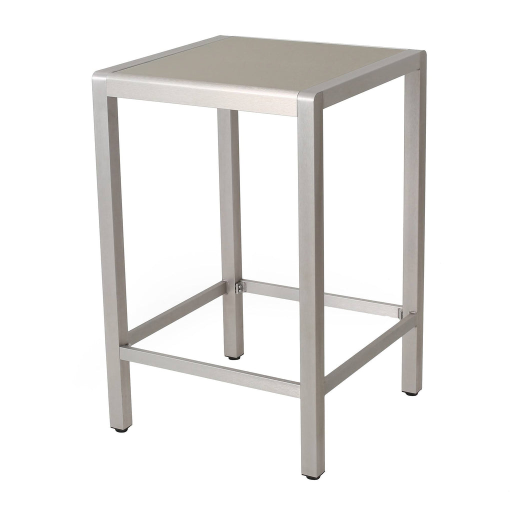 Square Aluminum Bar Table with Glass Top J28115