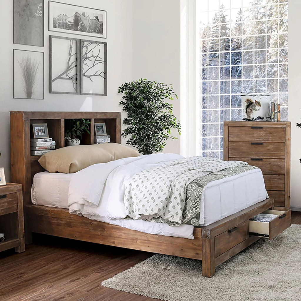 Oak Eastern King Platform Bed with Storage D135972