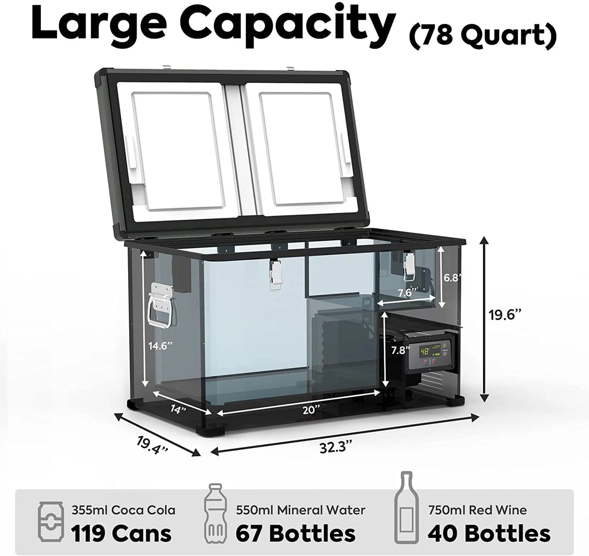 74 Liters Portable Refrigerator with SECOP Compressor I2638