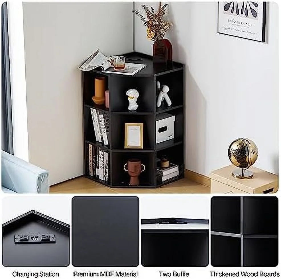 Wooden Corner Cabinet with USB and Outlets Y8282