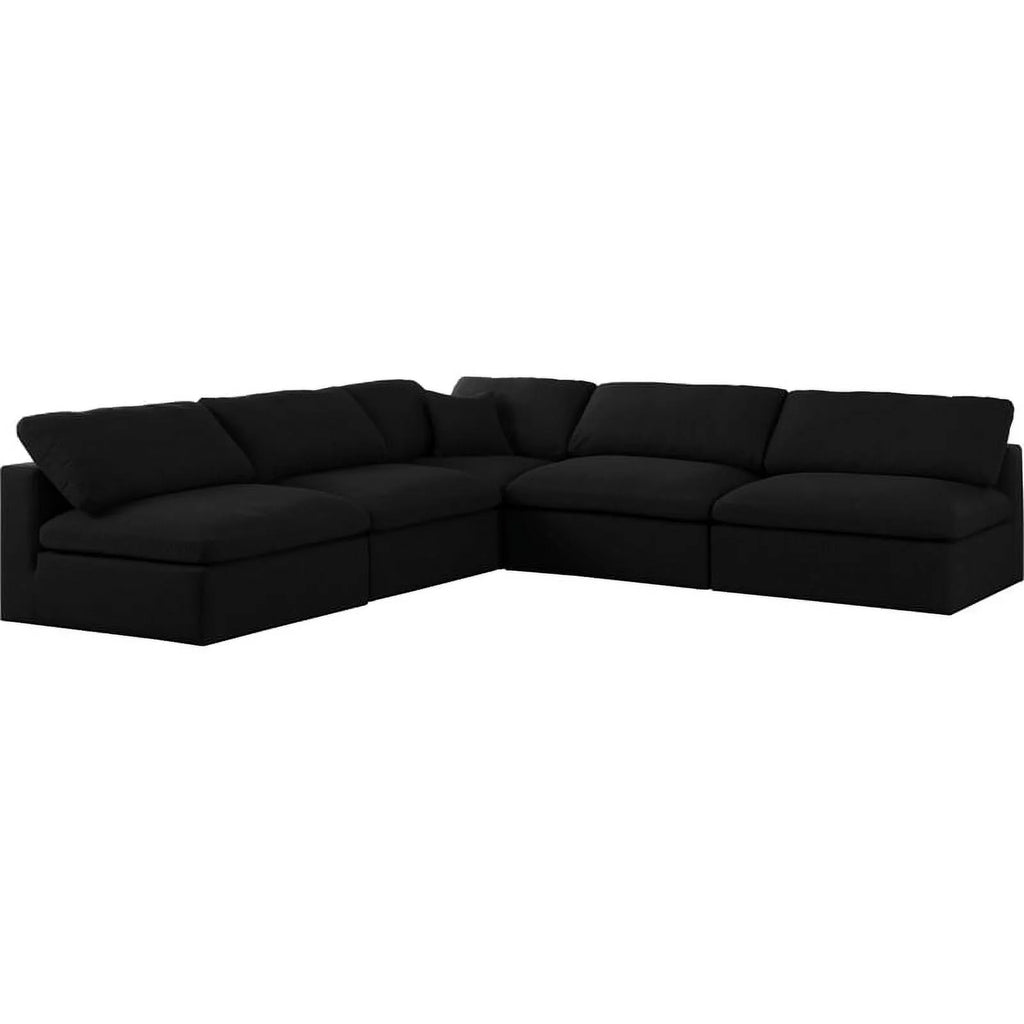 Black Linen Fabric Modular Sectional X117
