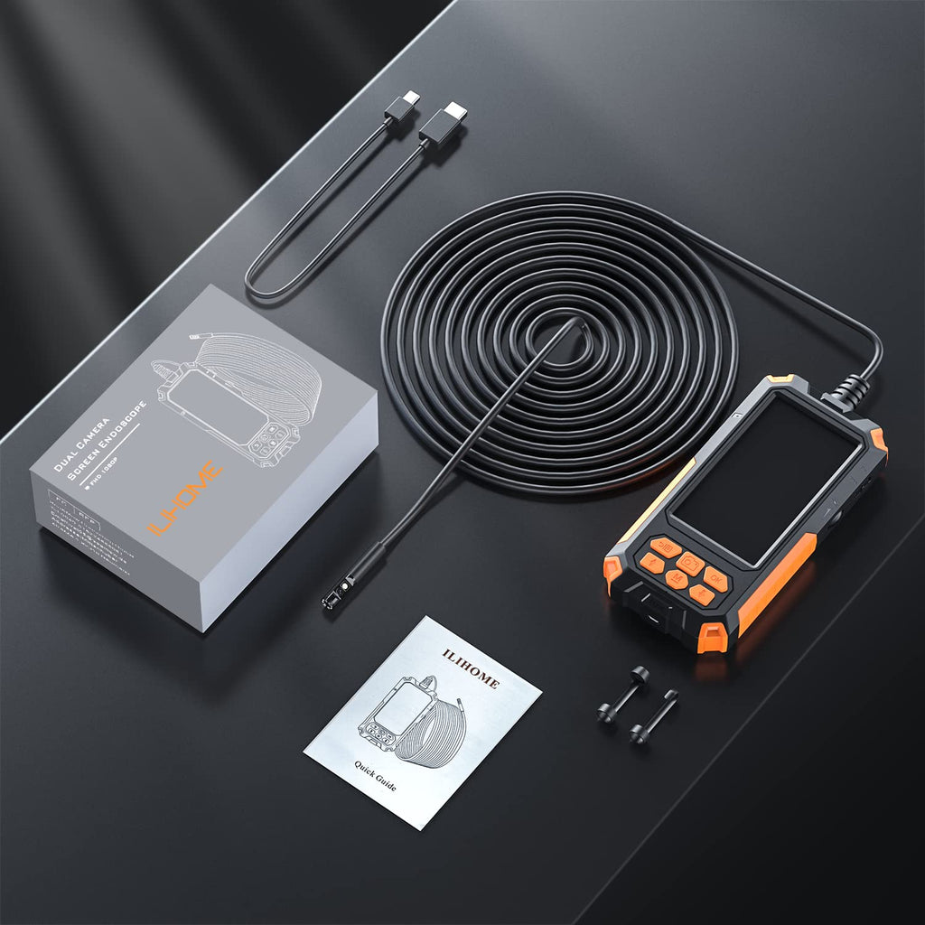 7.9mm 1080P Dual Lens Borescope Endoscope Camera with 4.5 IPS Screen I8665