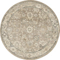 Beige Brown Gray Round Floral Rug T163601