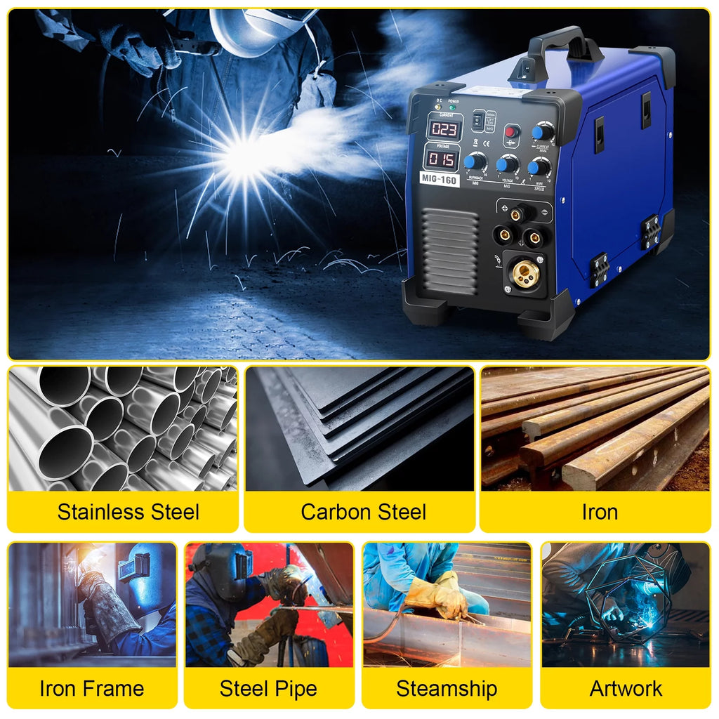 160 Amp 3 in 1 MIG TIG Arc Welder 110V/220V DC Welding Machine L88482