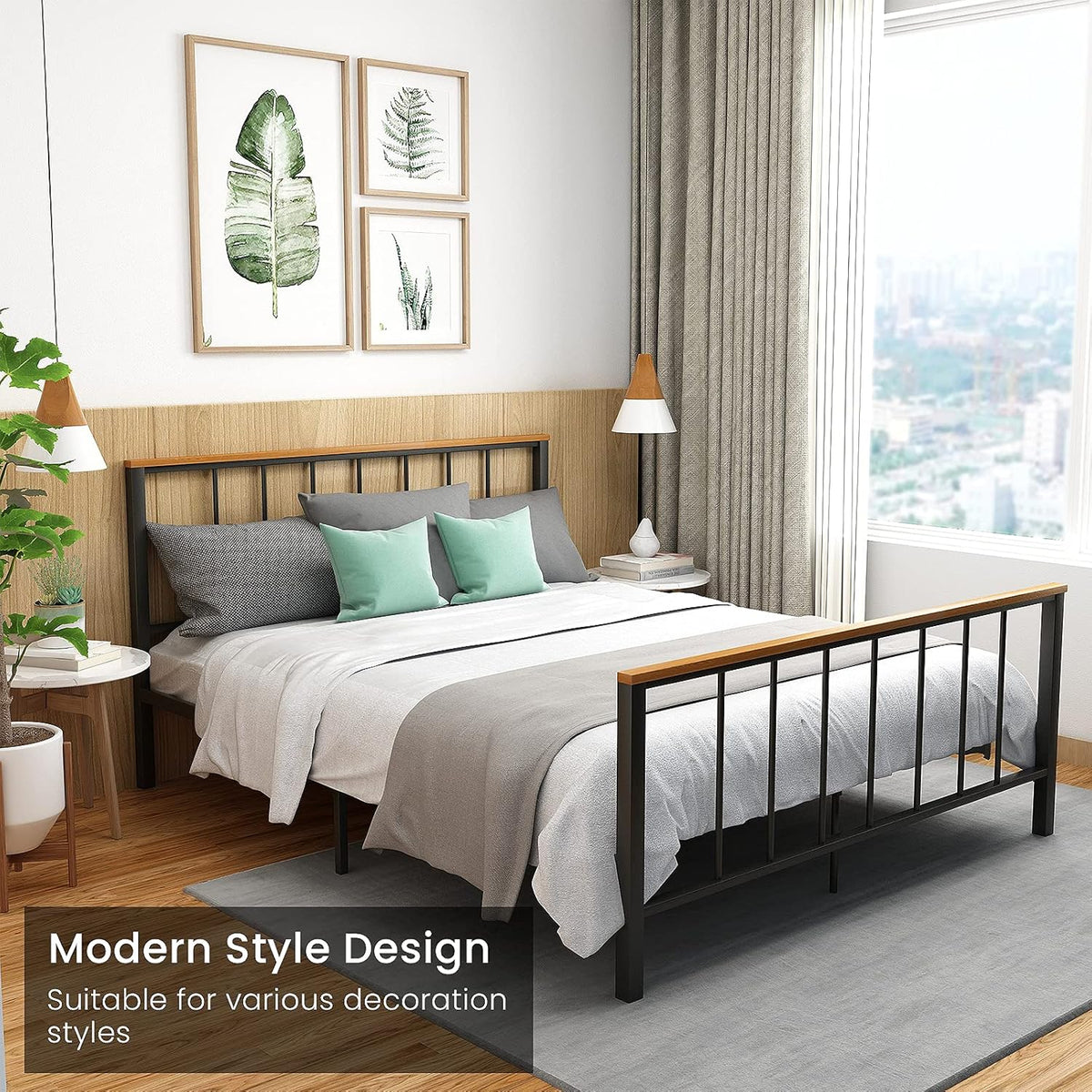 Metal Platform Bed Frame with Headboard and Footboard Full X12351