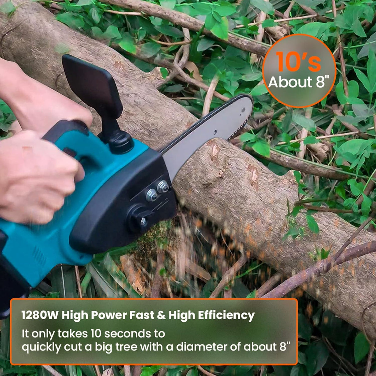 8 Inch Cordless Electric Chainsaw with 2 Batteries E772
