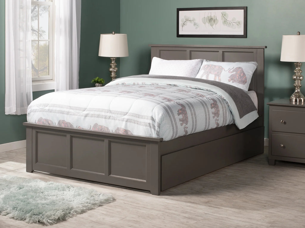 Grey Full Size Platform Bed with Trundle Bed O683