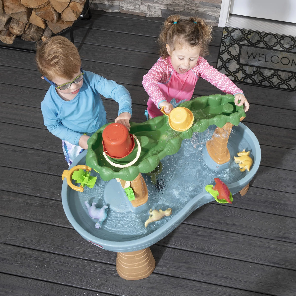 Gray Plastic Water Table with 13-piece Playset F142885