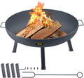 34-Inch Round Carbon Steel Wood Burning Fire Pit Bowl with Handles U4711