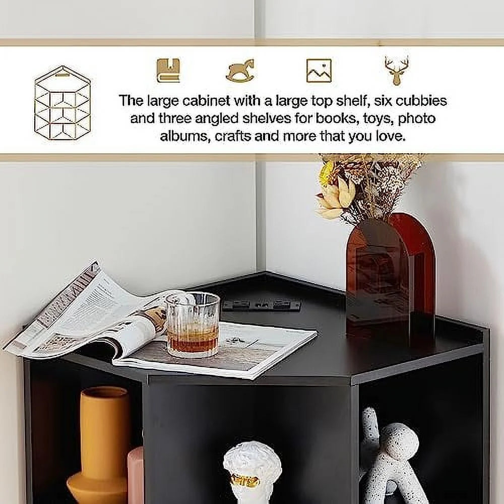 Wooden Corner Cabinet with USB and Outlets Y8282