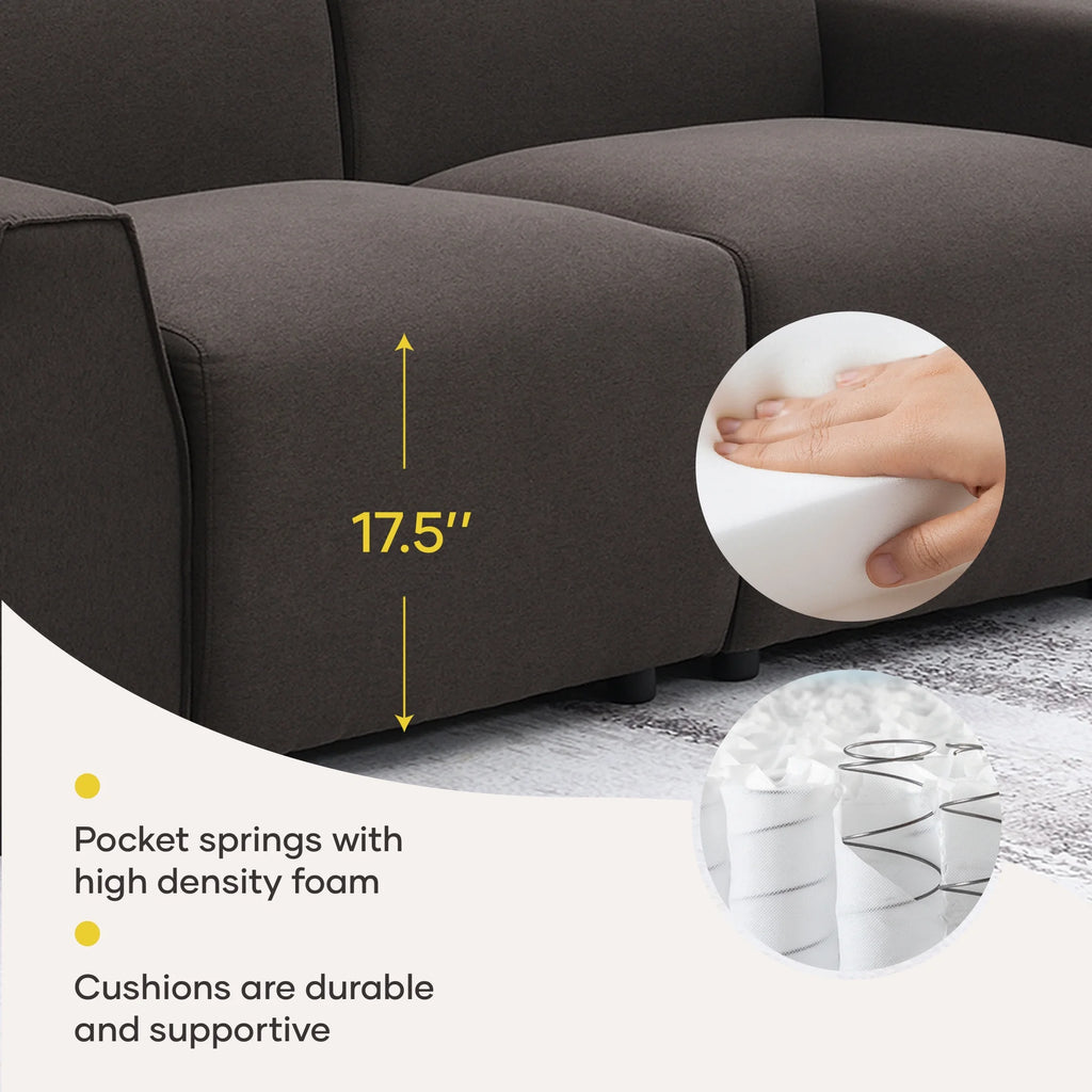 70" Linen Fabric 3 Seater Sofa with Wide Armrests I323