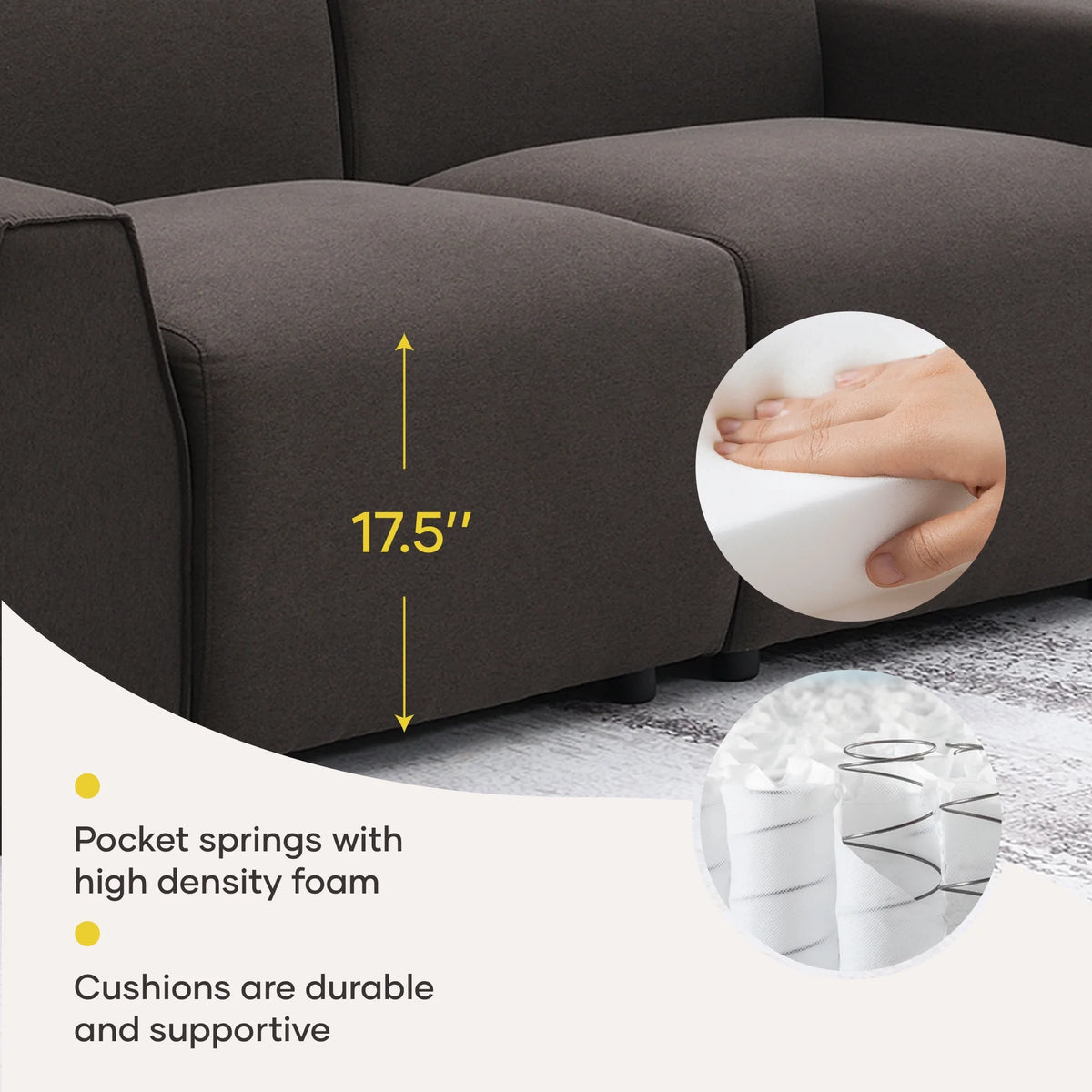 70" Linen Fabric 3 Seater Sofa with Wide Armrests I323