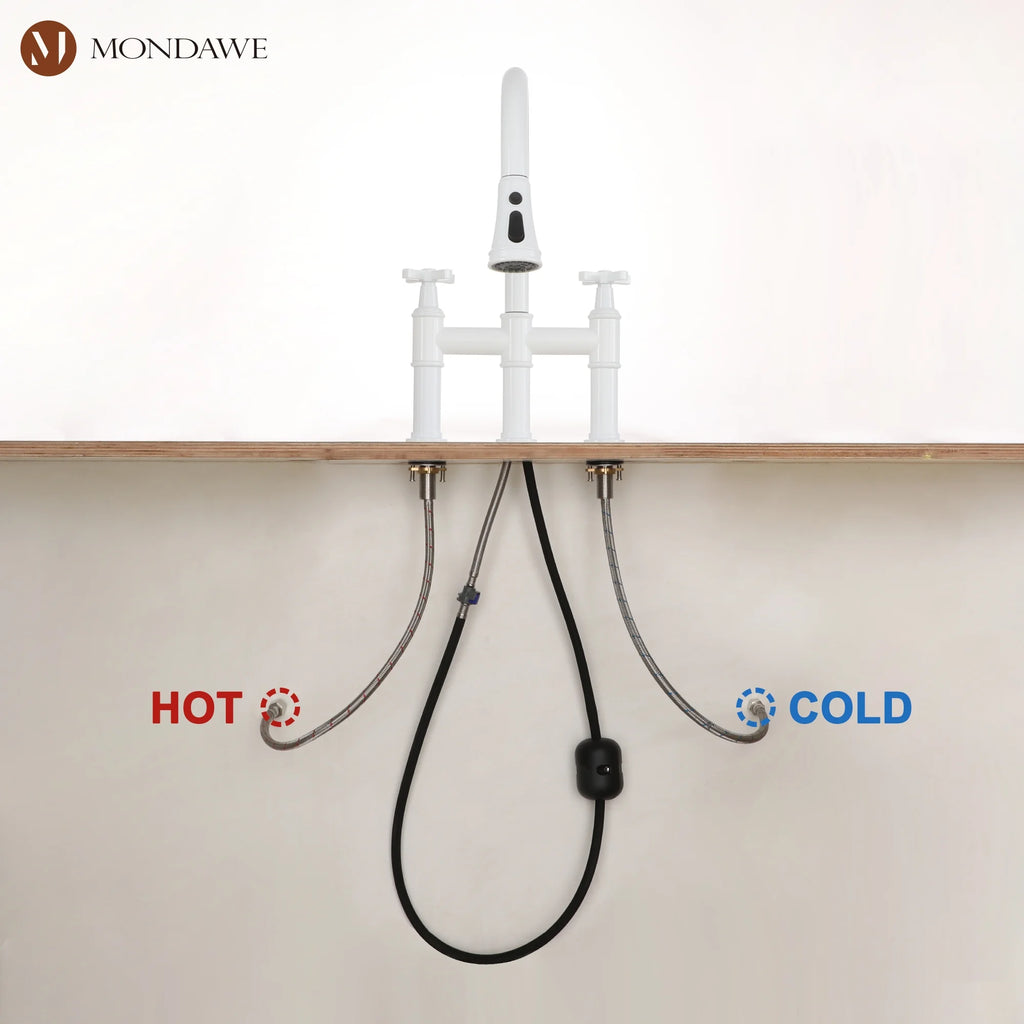 Bridge Kitchen Faucet with Pull Down Sprayer I63813