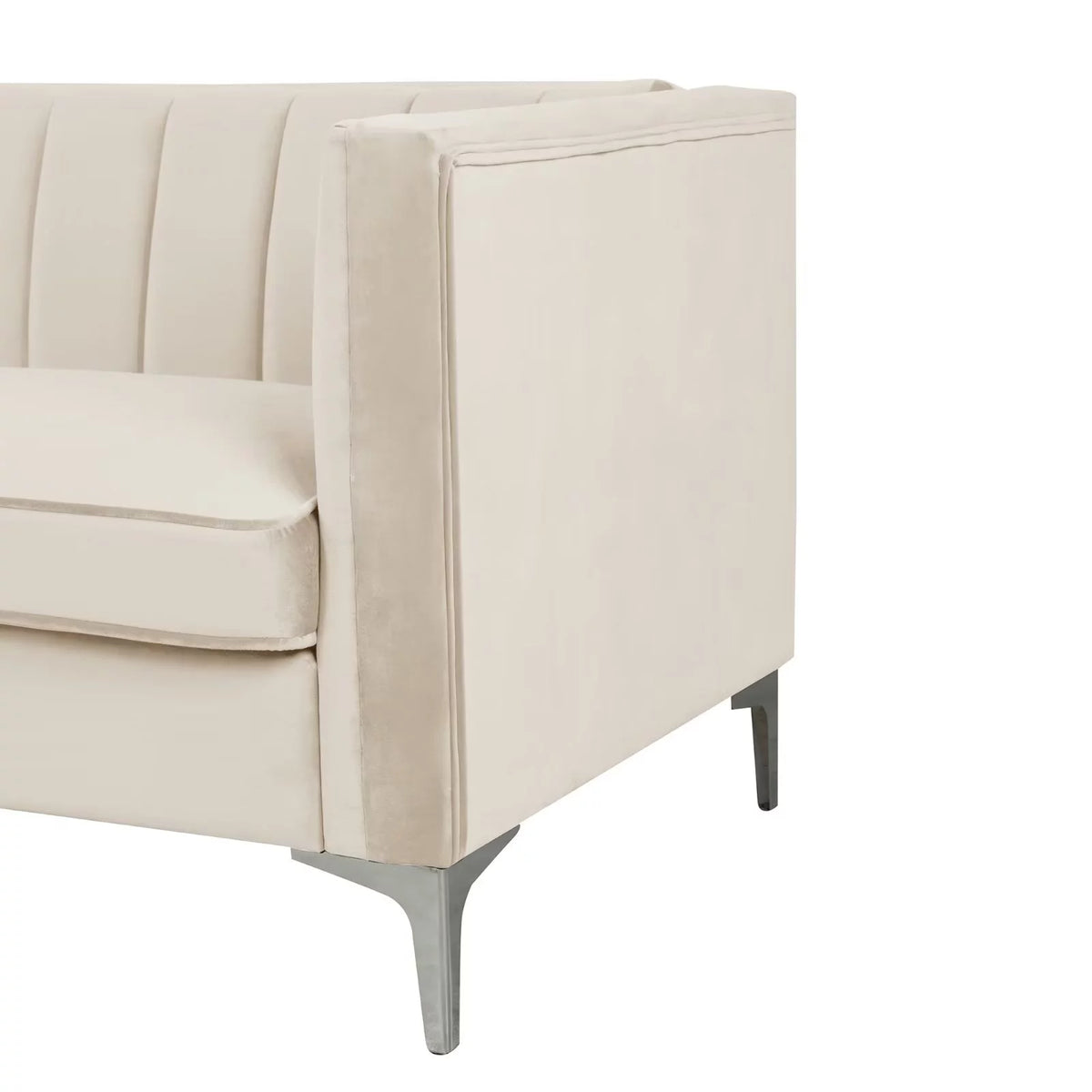 Beige Velvet Upholstered Loveseat L9337